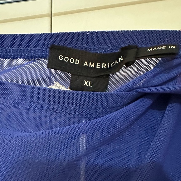 NWT Good American Women's Mesh Ruched Maxi Skirt in Capri Blue Size XL - Picture 9 of 14